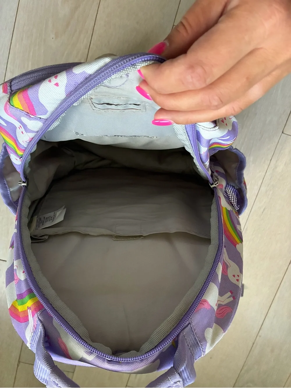 Pottery Barn Purple Unicorn Kids Backpack with Rainbows - GUC